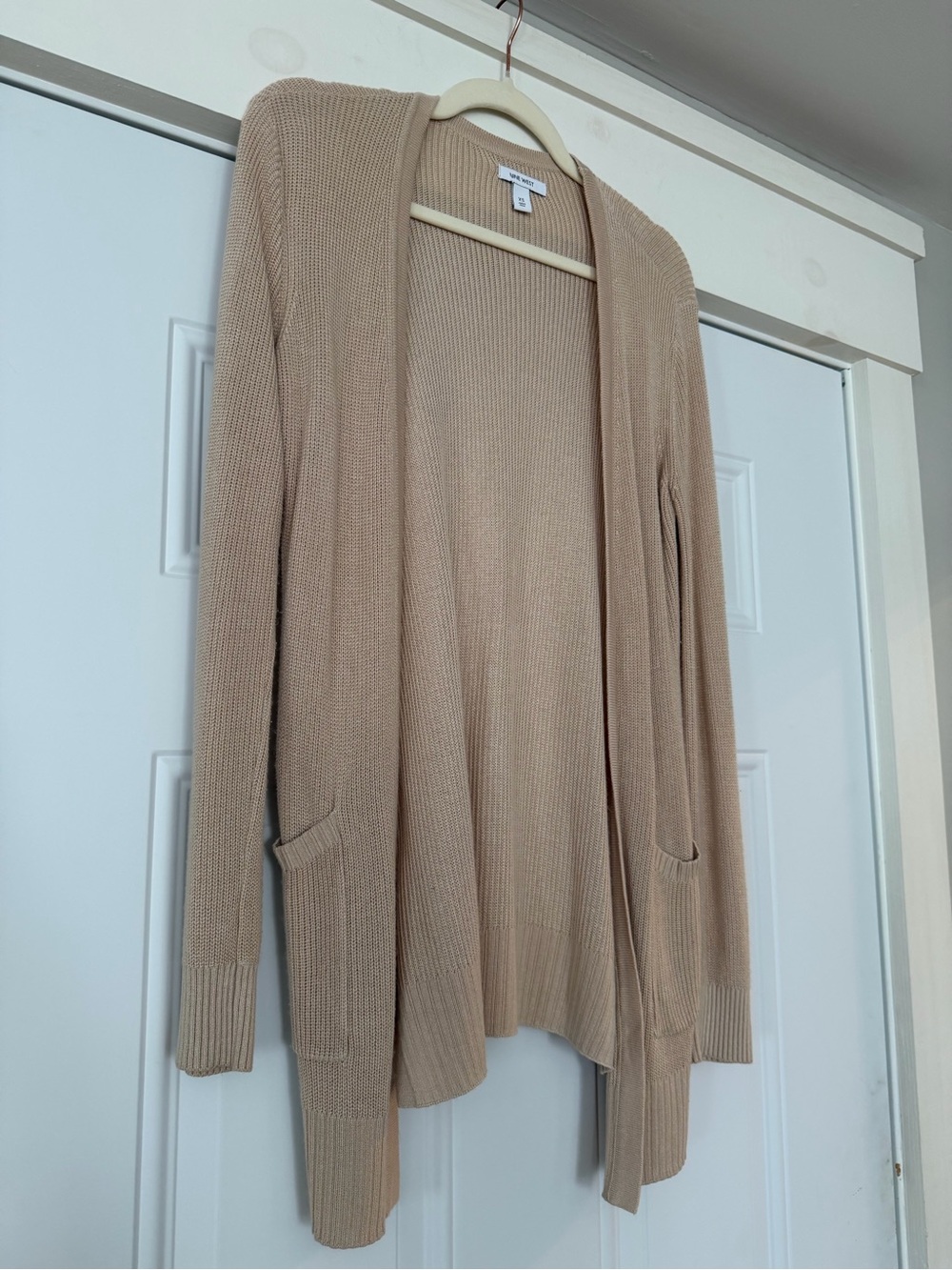 Nine-West Open Front Long Cardigan Sweater - Beige